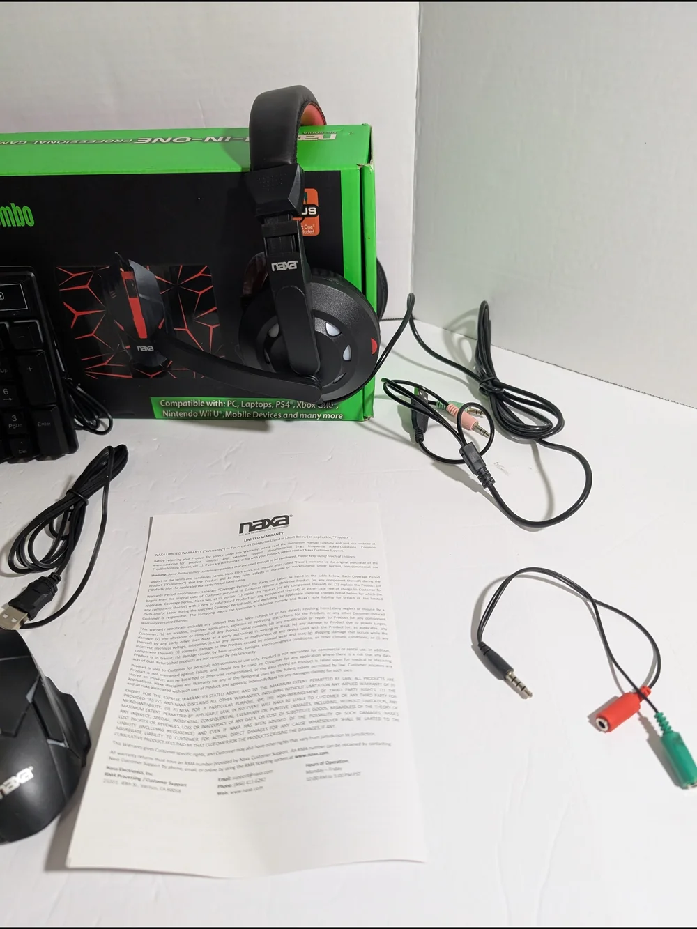 Naxa 4-in-One Professional Gaming Combo - Black and Green